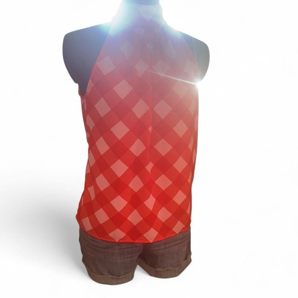 J. Crew Red Checkered Halter bow tie in back